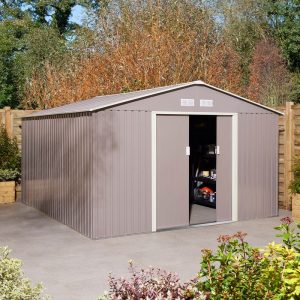 Rowlinson Trentvale 10' x 12' Metal Apex Shed - Light Grey