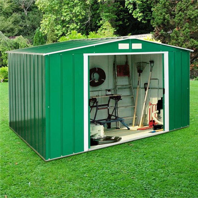 10' x 8' Sapphire Apex Green Metal Shed (3.22m x 2.42m)