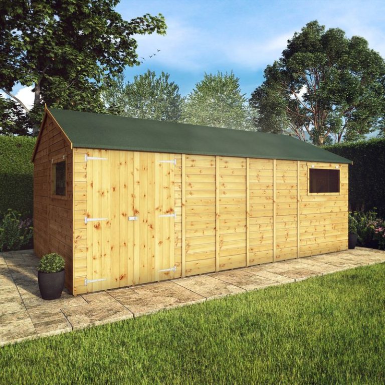 Adley 18' x 10' Premium Double Door Shiplap Modular Reverse Apex Workshop