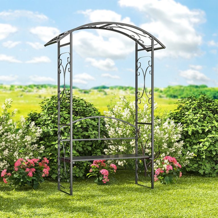 Garden Arches with Bench - Black