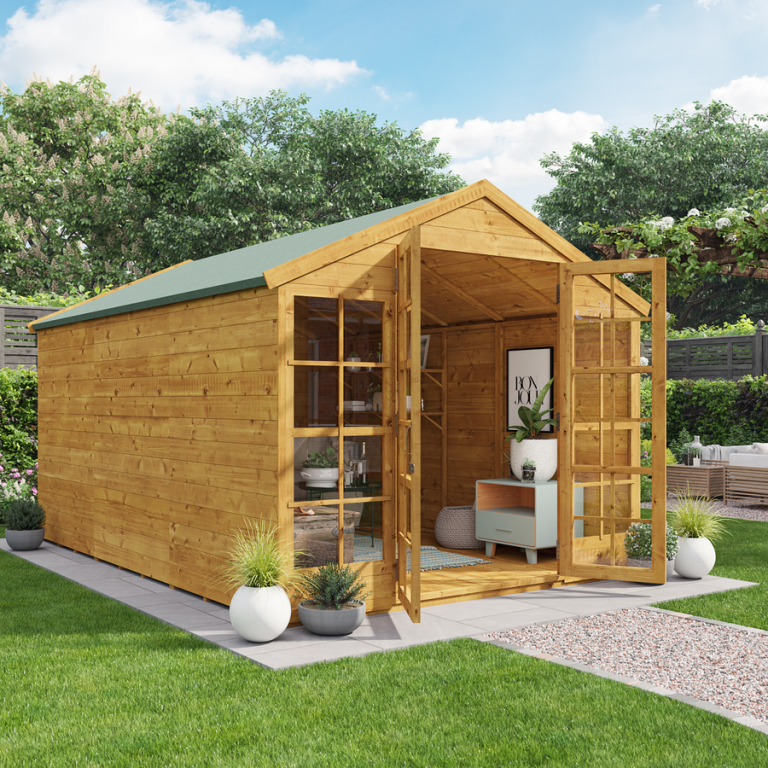 Harper Tongue and Groove Apex Summerhouse - Wooden / No / 12x8 ft