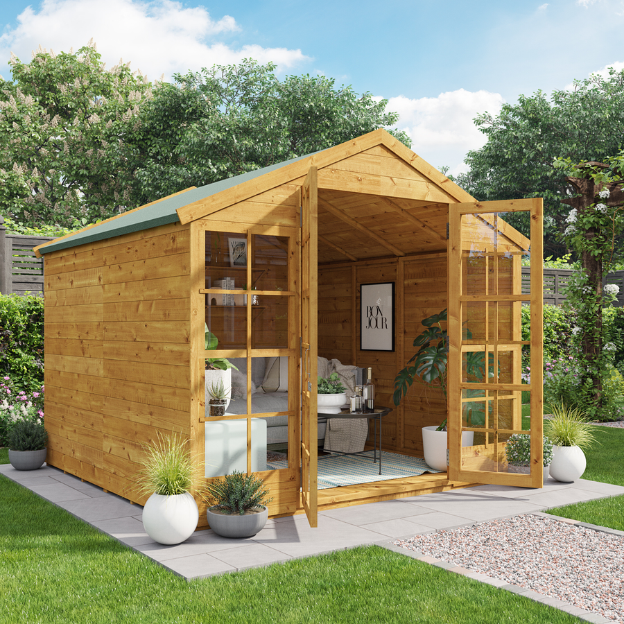 The Harper Slotted and Grooved Apex Garden Cabin - Timber / No / 10x8 ...