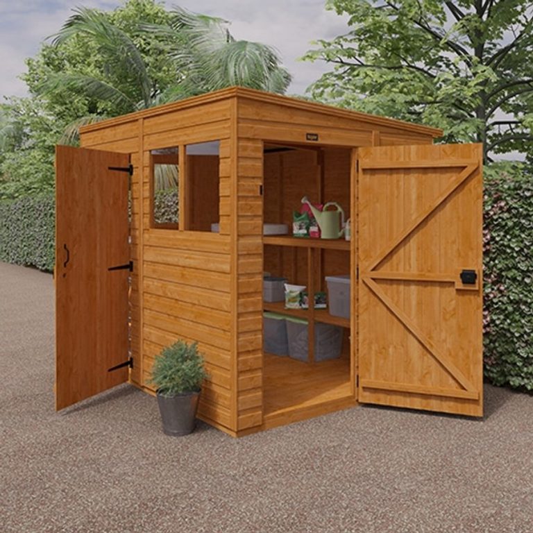 12'x4' Shiplap Pent 2-Door Shed With Windows - Custom Garden Sheds - TigerFlex Fast Delivery - Whichshed.co.uk