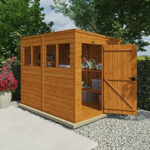 12'x6' Tigerflex Shiplap Pent Shed With Windows - Fast Delivery Outdoor Wooden Shed - 0% Interest Free Monthly Finance Available - Buy Now Pay Later