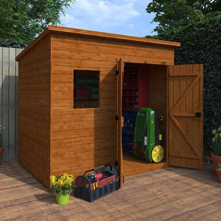 8'x8' Tiger Shiplap Extra High Pent Double Door Shed - Wooden Garden Sheds - Whichshed.co.uk