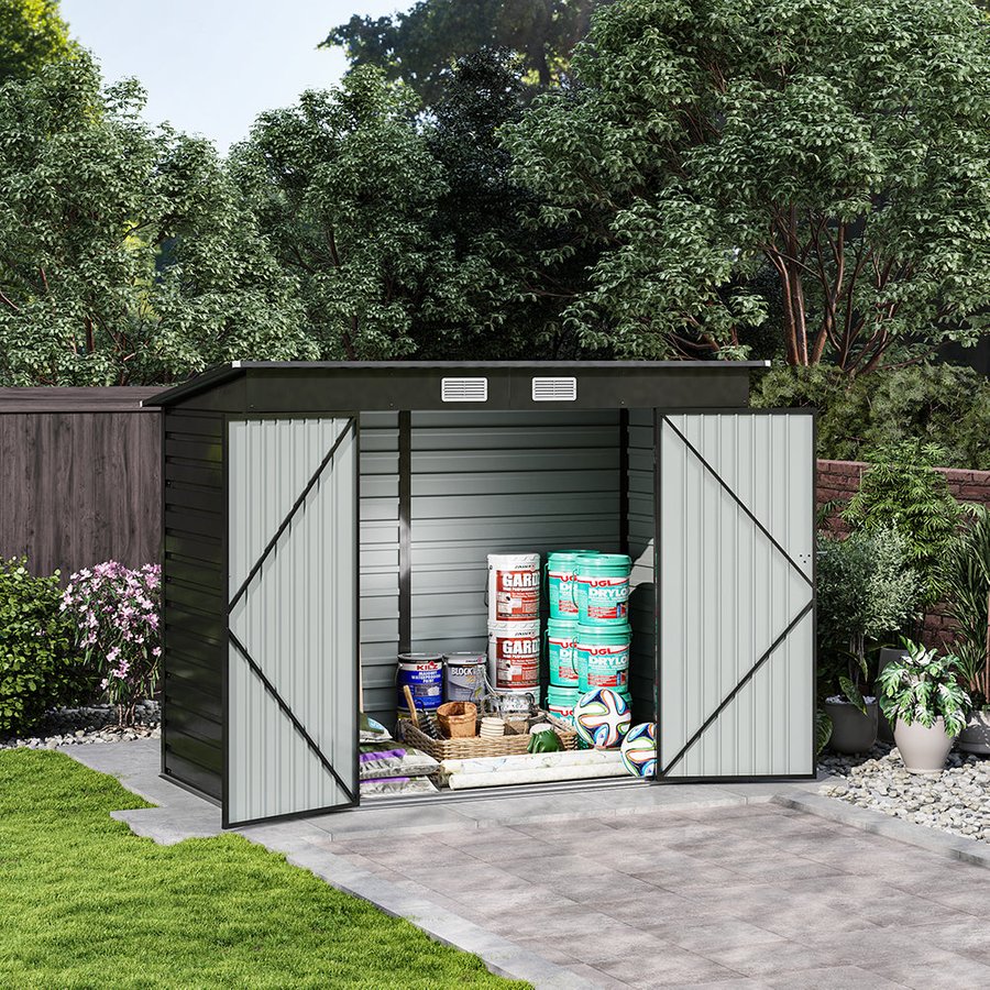 249CM Wide Metal Garden Storage Shed with Lockable Doors