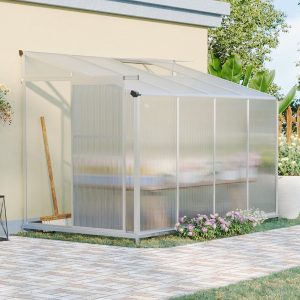 Aluminium Garden Greenhouse with Sliding Door and Foundation