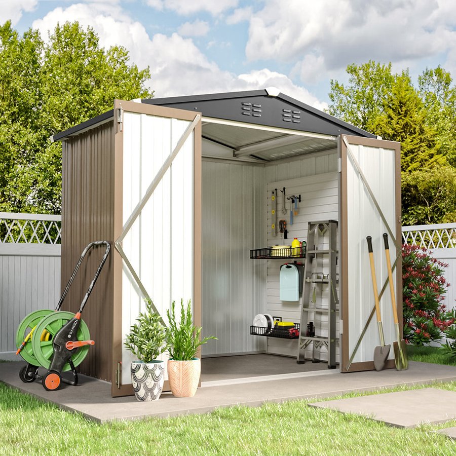 Steel Garden Tool Storage Shed with Gabled Roof Top
