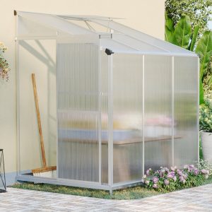 Aluminium Garden Greenhouse with Sliding Door and Foundation