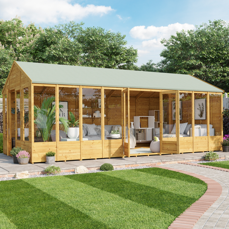 Tessa Tongue and Groove Reverse Apex Summerhouse  - Wooden / 20x10 ft / Yes