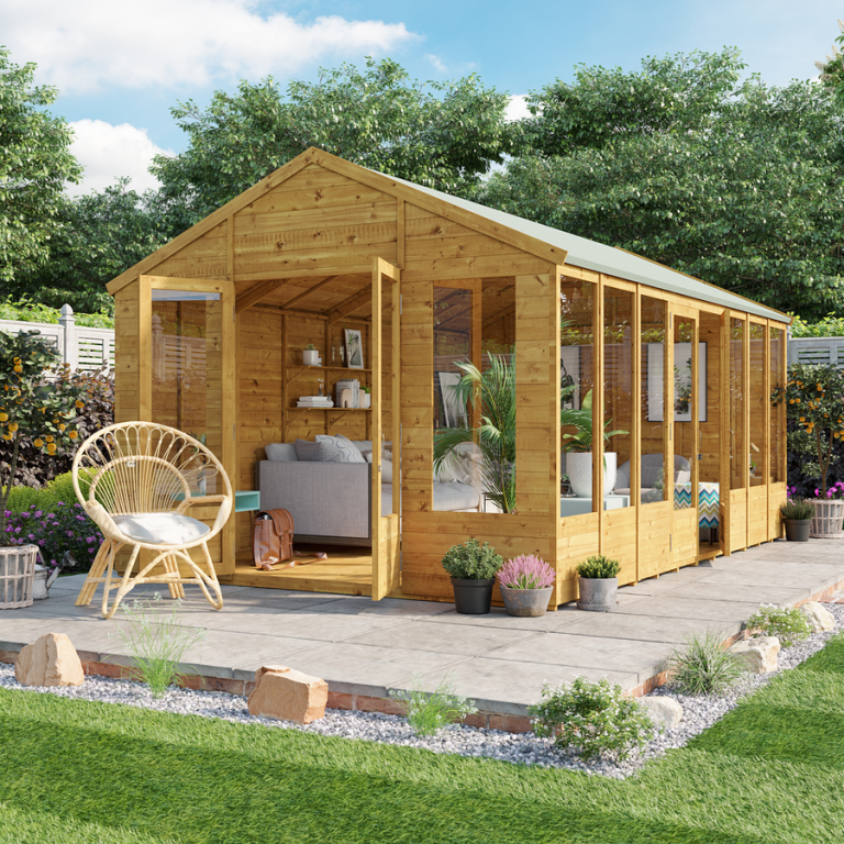 Tessa Tongue and Groove Reverse Apex Summerhouse  - Wooden / 16x10 ft / Yes