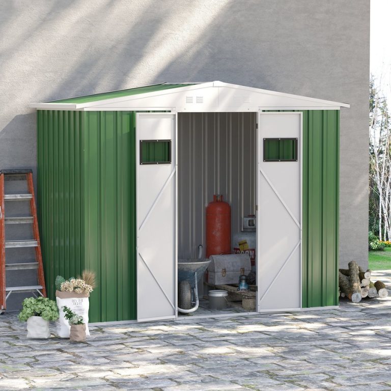 8 x 4ft Outdoor Garden Storage Shed with Lockable Door - Green