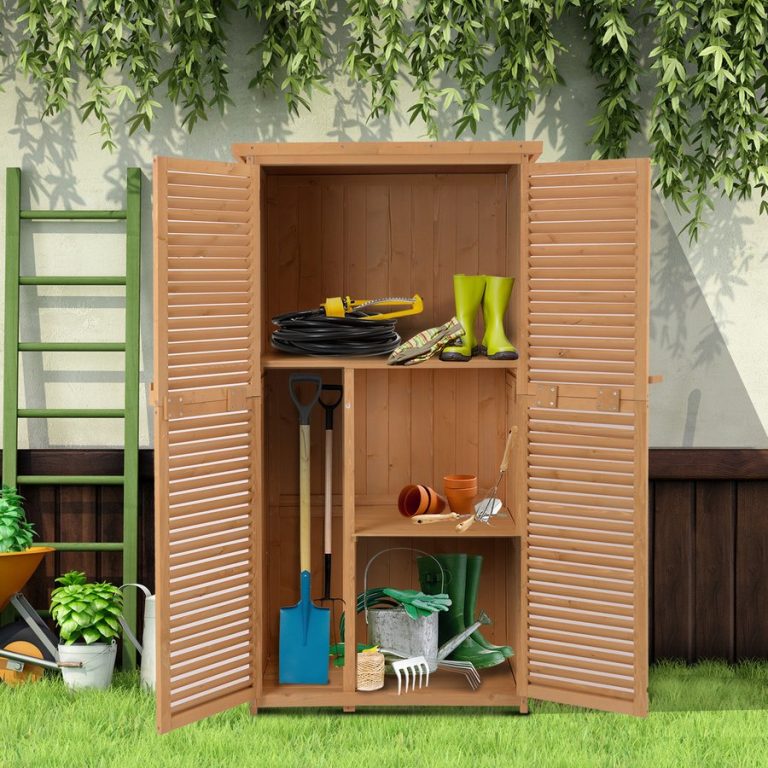 Outsunny 87 x 47 x 160cm Fir Backyard Garden Storage Shed - Natural