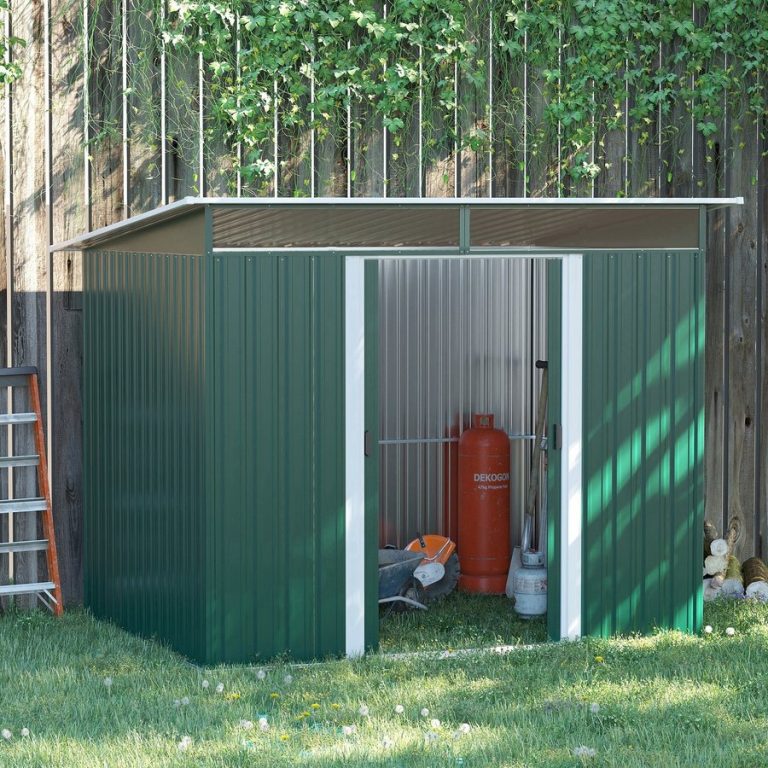 Outsunny 9 x 6ft Garden Shed Storage Tool Organizer - Green