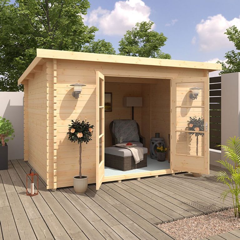 Garden Office - 10'x10' The Blake Log Cabin - 44mm Pent Log Cabins - Whichshed.co.uk