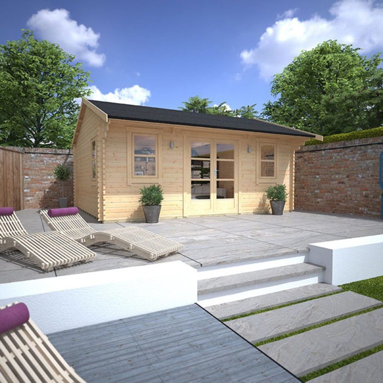 Garden Office - 20'x14' The Delta 44mm Log Cabin - Whichshed.co.uk