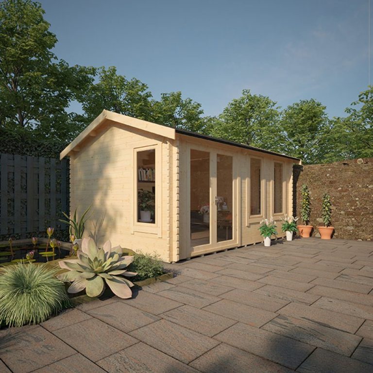 Garden Office - 18'x14' The Gamma 44mm Log Cabin - Whichshed.co.uk