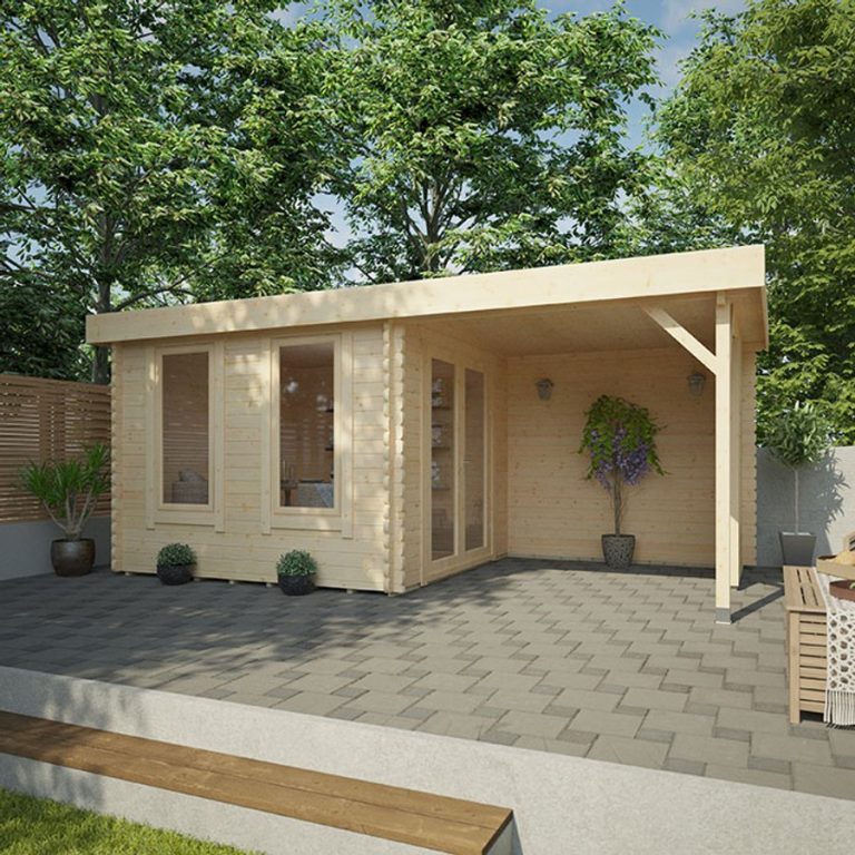 Garden Office - 18'x12' The Lakra 44mm Log Cabin - Whichshed.co.uk
