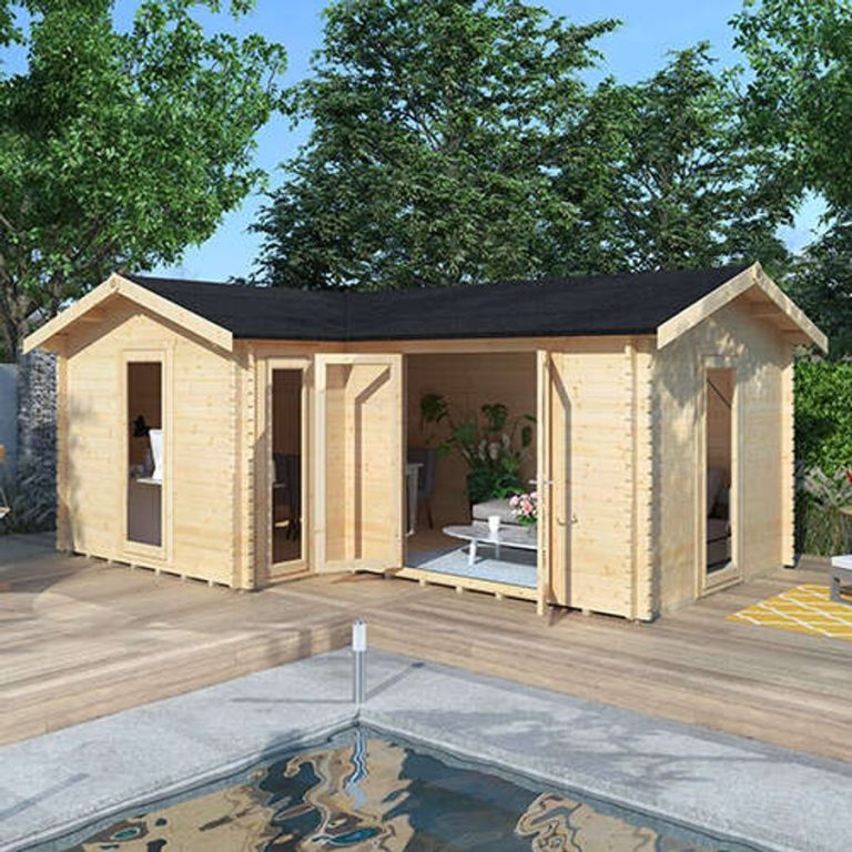 14'x14' L-Shaped Log Cabin - Whichshed.co.uk