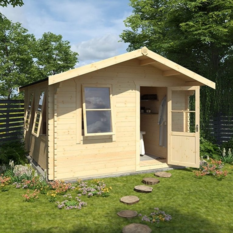 Garden Office - 8'x12' Milne Log Cabin - 44mm Garden Log Cabins - Whichshed.co.uk