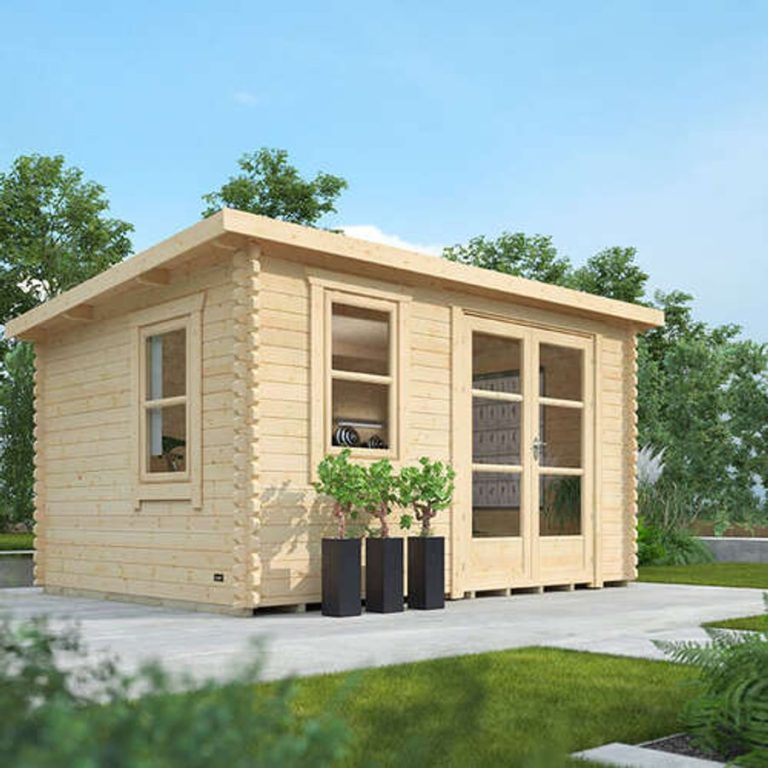 Garden Office - 14'x10' The Rho 44mm Log Cabin - Whichshed.co.uk