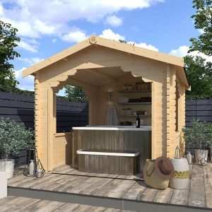 10'x10' Hot Tub Shelter - Tiger Sheds Wooden Garden Shelter - 0% Finance - Buy Now Pay Later - The Sumatran 44mm Log Cabin