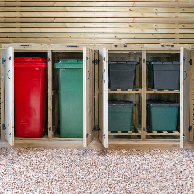 Combi Bin Storage for Garden Village - 2 Trash Can / 4 Recycling ...