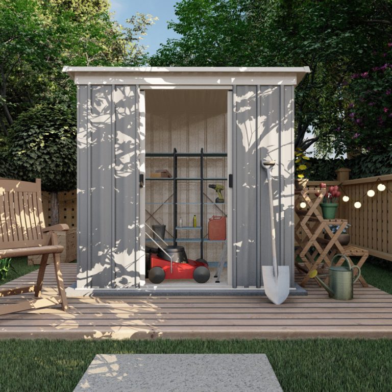 Yardmaster 6' x 4' Windowless Double Sliding Door Platinum Pent Metal Shed